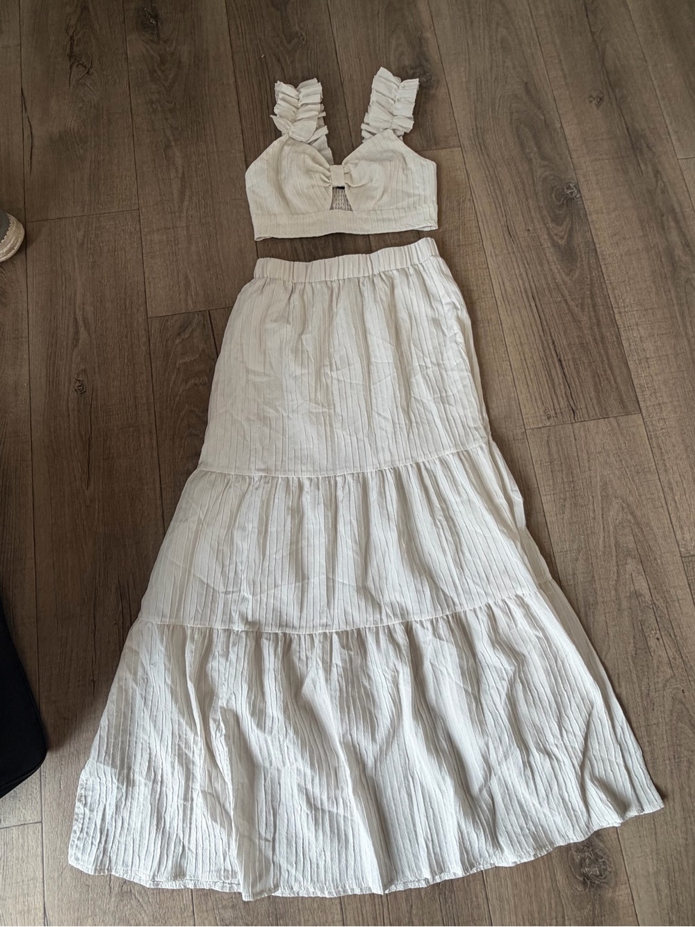 SHEIN Cream Tiered Maxi Skirt